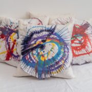 Spin Painting on Linen Cushions